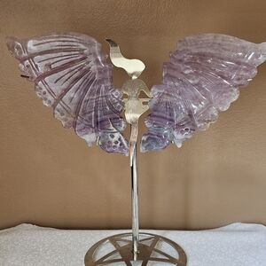 Fluorite Crystal Angel Wings with stand